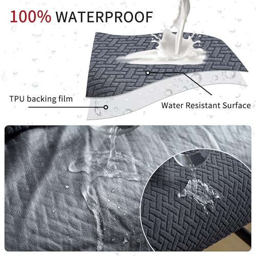 Image of Waterproof Bar Stool Covers Set of 4 Rectangle Jacquard Stretchable Backless Barstool Seat Cover Dark Grey Counter Bar Stool Slipcovers Washable
