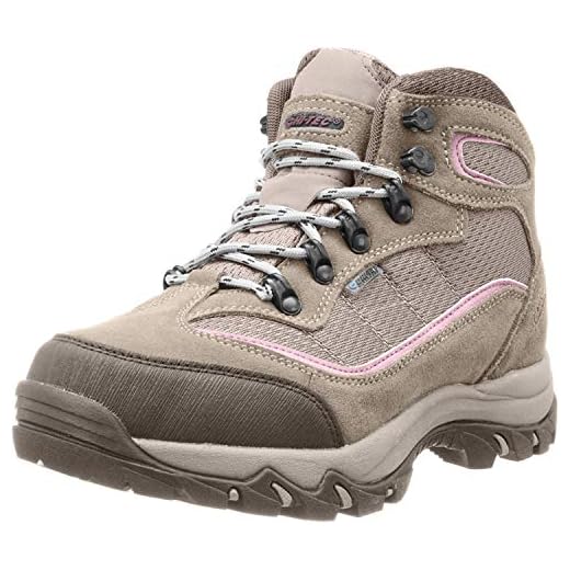 HI-TEC Women's Skamania Mid-Rise Waterproof Hiking Boot, Natural/Pink, 9 Wide