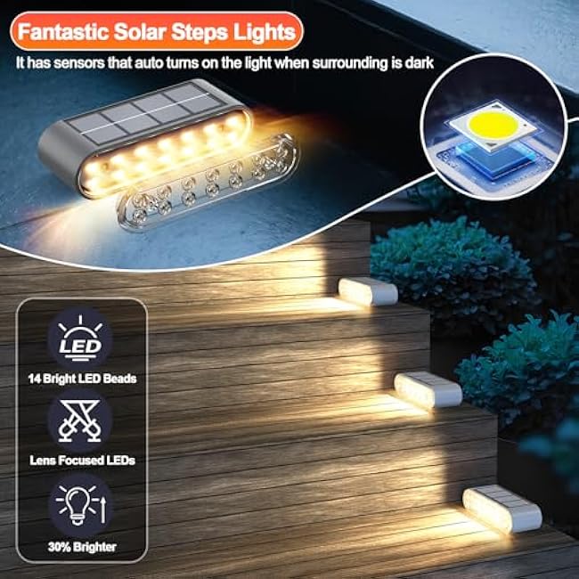 Solar Step Lights Stair Light Warm White Light