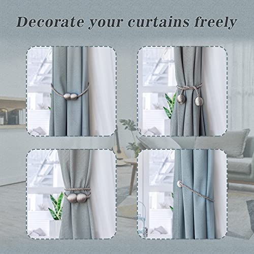 image for Hion Magnetic Curtain Tiebacks Grey 2pcs, Curtain Tiebacks Buckles Hol