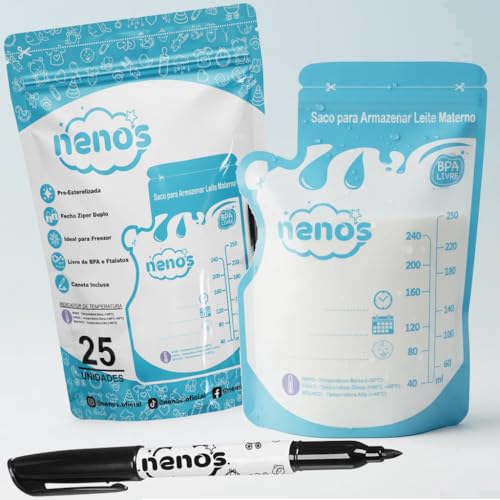 25 Sacos Para Armazenar Leite Materno de 250ml - NENOS