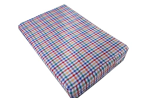 Image of CheckMe Cotton Mattress Cover /Protector for King Size Bed with Zip /Chain 72x78x8 Inch / 6.25x6 Feet - Multicolor