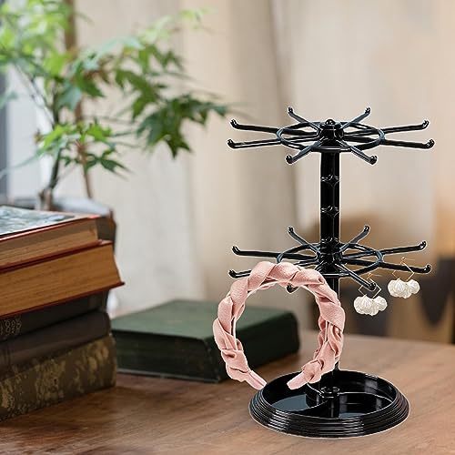 woyufen Présentoir Porte-clés,Support Collier Rotatif à 2 Niveaux pour Collection personnelle | Organisateur Rack Stand pour Bracelet, Bague, Bijou, Boucles d'oreilles, Pendentif – vue 3