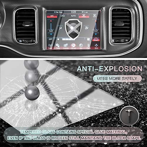 Image of CDEFG Car Screen Protector Center Control Navigation Touch Screen Protector for Dodge Charger Uconnect 2011-2019, Tempered Glass HD Scratch Resistance (2011-2019 Charger 8.4IN)