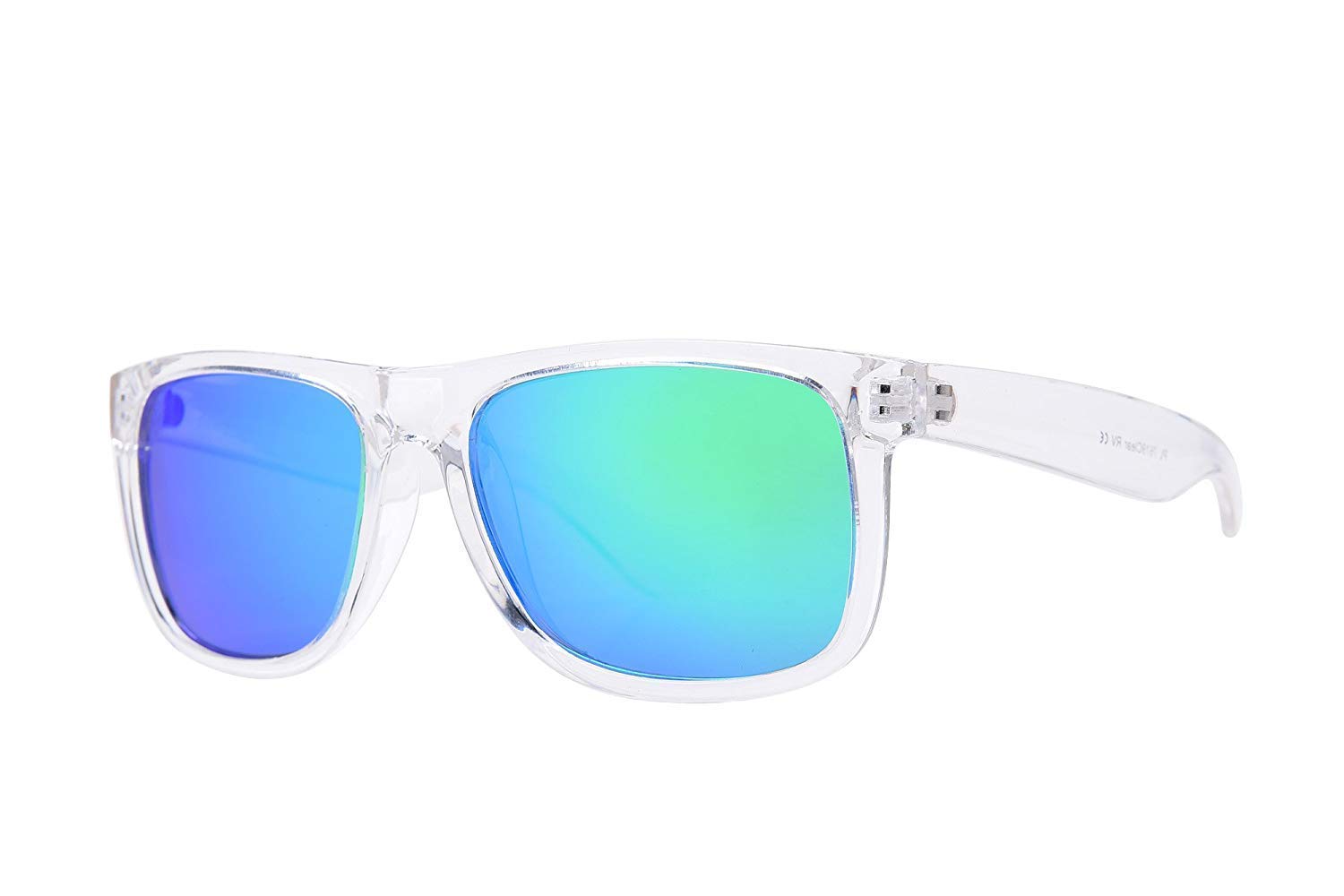 PZ - Clear Frame Polarized Square Sunglasses Women Men - UV Protection Color Mirror Lens- Retro Sports Beach