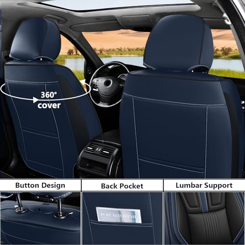 Image of Custom Car Seat Covers for Chevy Blazer 2019-2026,Easy install,Black Blue | nappa leather seat protector,full coverage seat covers,all weather seat cover,waterproof,anti-slip,easy clean,5 seat Standard