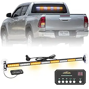 XRIDONSEN 35 inch Traffic Advisor Light Bar,48LED Strobe Lights High Visibility Emergency Safety Warning Lights with Strong Suction Cup for Vehicles Snow Plow Tow Trucks Postal Mail Cars,Amber White