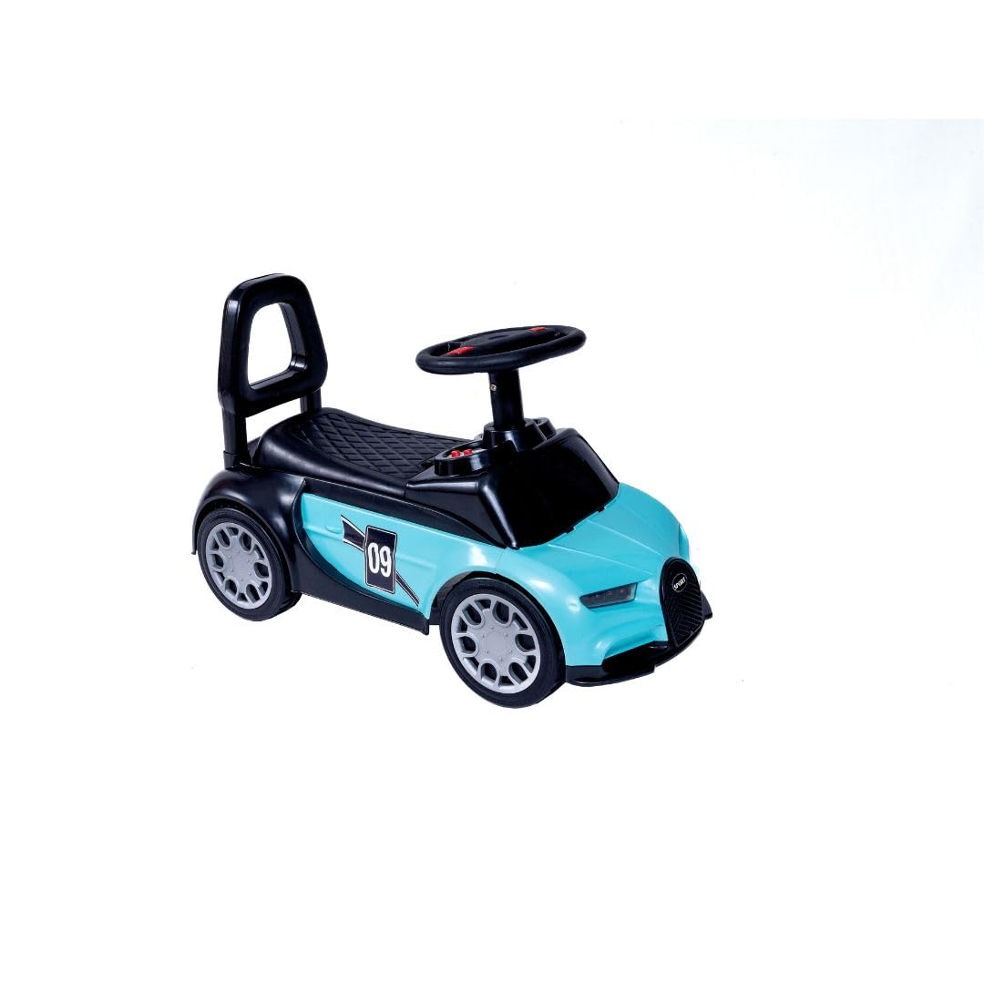 Vini T.O.Y.S Sky Blue Bugatti Kids Push Car | Backrest, Safety Guard, 3D Colorful Lights, Music, Front, Rear Lights | Swing Car | BIS Certified Cycle |My Rider | Gifting Items