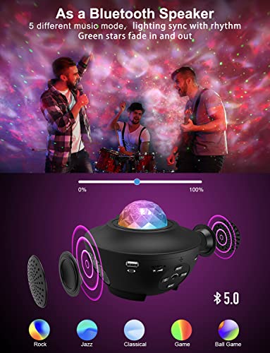 Star Projector Galaxy Night Light Projector, With Remote Control&Music Speaker, Voice Control&Timer, Starry Light Projector For Baby Kids Adults Bedroom/Decoration/Birthday/Party #TOP2