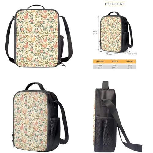 AmzPrint 4 In 1 Chicken Backpack Set For Girls Print Chicken Backpack And Lunch Box Pencil Bag Water Bottle Holder For School4