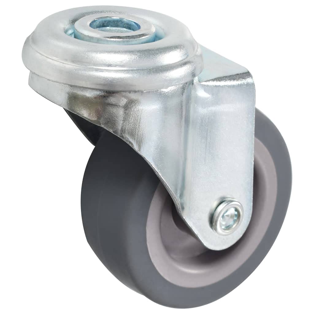 24 Stk Lenkrollen mit Bolzenloch 50 mm TPR und verzinktem Eisen, max 35 kg Tragkraft, für Hubwagen Sackkarre Rollwagen Plattformwagen, ideal für Werkstatt, Lager, Industrie