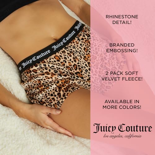 Juicy Couture Velvet Fleece Shorts 2 Piece Designer Pajama Set for Women, 2-Pack Sleep and Lounge Shorts3