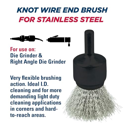 Image of Weiler 10017 3 /4 inch Crimped Wire End Brush, .006 inch Stainless Steel Fill, Made in The USA (Pack of 10)