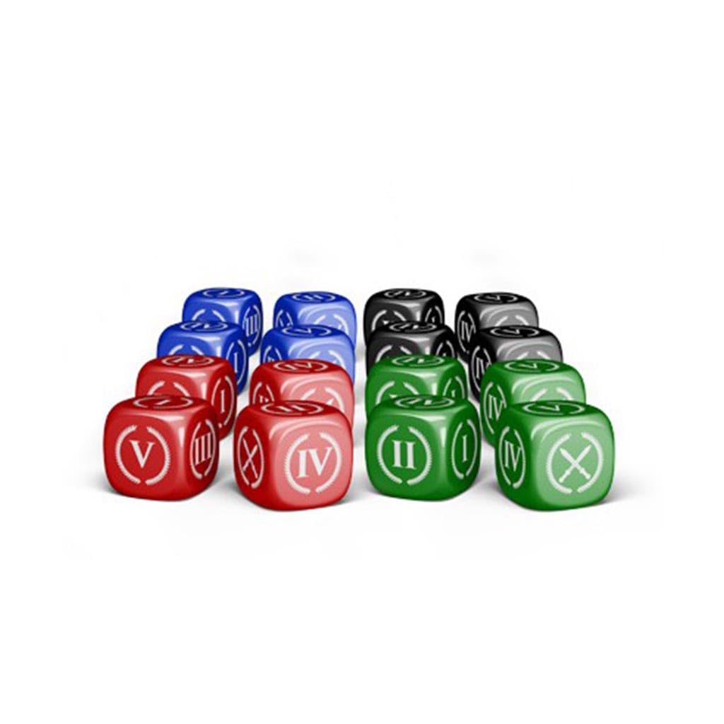 Crowd Games ONUS! Traianus Custom Dice Set - 16 Themed Dice with Roman Numerals, Immersive Accessory for Historical Wargames