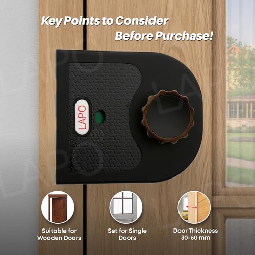 Image of LAPO Ultra Secure XL Rim Lock | Black Finish Strong Deadbolt Security Lock | Suitable for Wooden, Sliding & Double Doors | Left /Right-Hand Inside Opening | 4 Brass Keys | 3-Year Warranty
