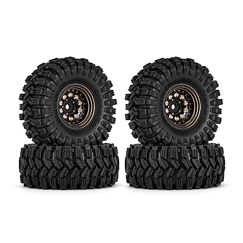 INJORA Black Coating Brass 1.0 Beadlock Wheel Tires Set for Axial SCX24 AX24 TRX4M FCX24 Upgrade...
