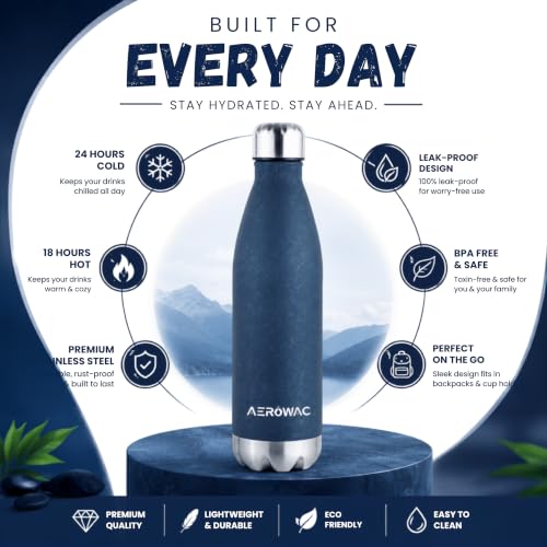 Image of 304 Stainless Steel Viva Insulated Flask 750ml | Hot & Cold 24 Hours | Double Wall, BPA-Free, Lightweight, Leak Proof, Bottle | Ideal for Office, Gym, School and Travel (Blue, Pack of 1)