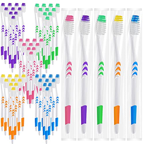 800 Pieces Individually Wrapped Toothbrushes Manual Disposable Travel Toothbrushes Medium Soft Bristle Toothbrush For Hotel, Guest, Adults, Kids, Multi Color #TOP28