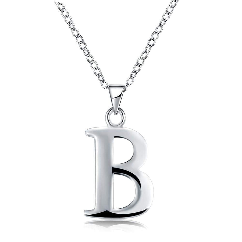 Buchstabe Halsketten Anhänger Alphabet Anfangskette 925 Sterling Silber Chokerhalskette für Damen Edlen Schmuck