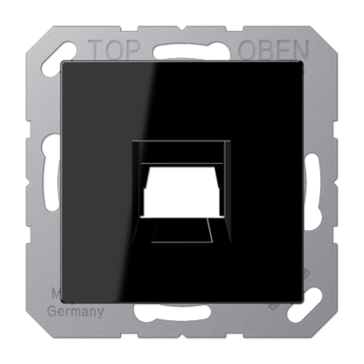 Plaque modulaire Jack 1 prise A encastrable noir mat JUNG A1569-15WESW