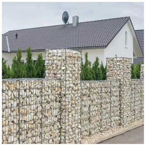 Gabion,Galvanized Steel Gabion Basket with Lids, Rock Stone Wall Mesh Cage, Stone Wire Basket Fencing, Garden Retaining Wall Wire Cage, Rust-Proof & Weather-Proof(10x10cm-1x0.3x0.3m)