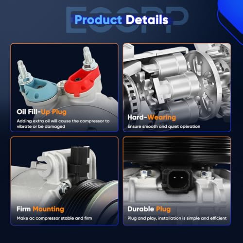 Image of ECCPP AC Compressor 2015-2017 for Land Rover Discovery Sport 2.0L | 2015-2016 for Land Rover Discovery V6 3.0L Fast Cooling AC Compressor with Clutch