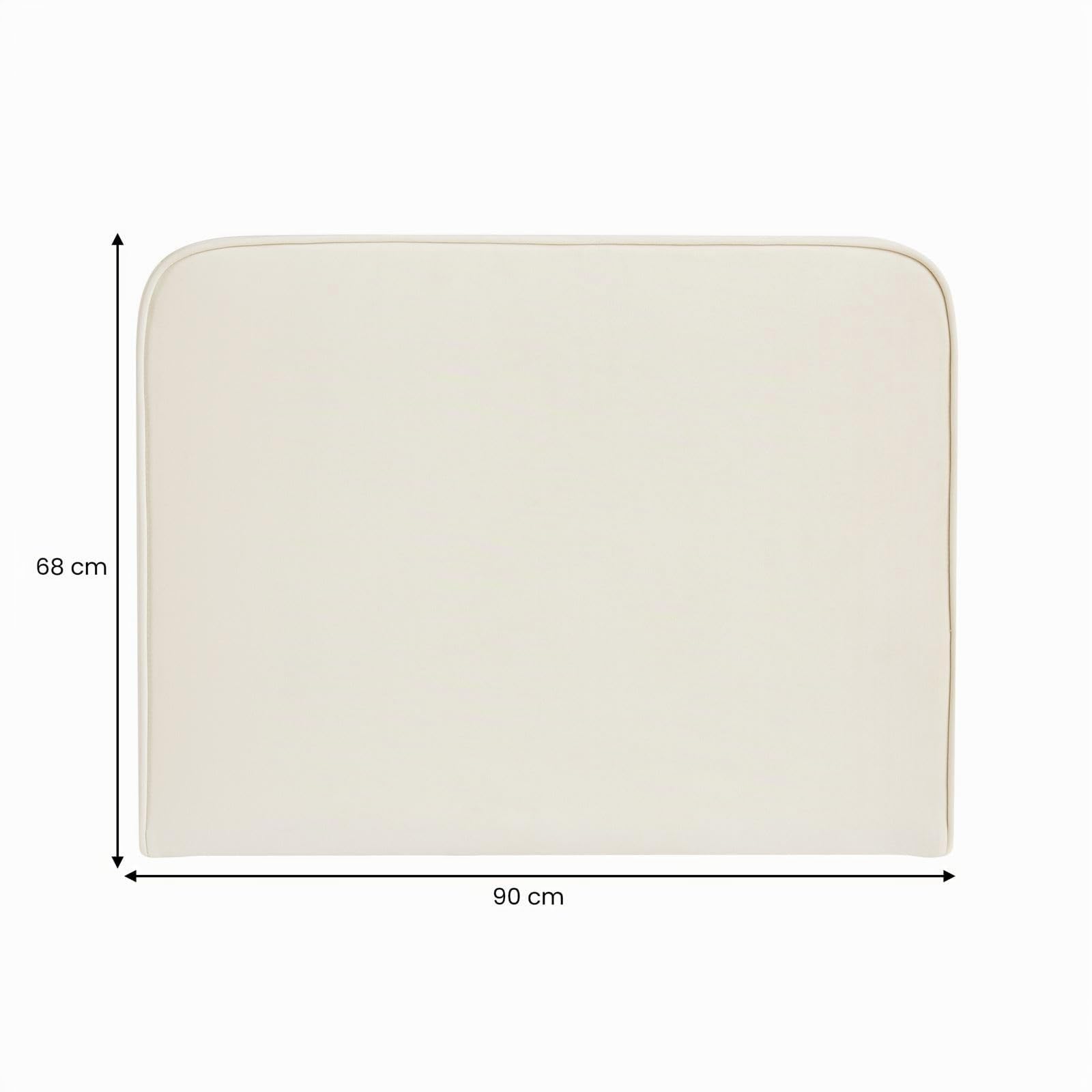IDIMEX Tête de lit Lunar 90, en Tissu rembourré, Fixation Murale Design Arrondi Moderne, pour lit 90 cm ou Moins, Blanc crème