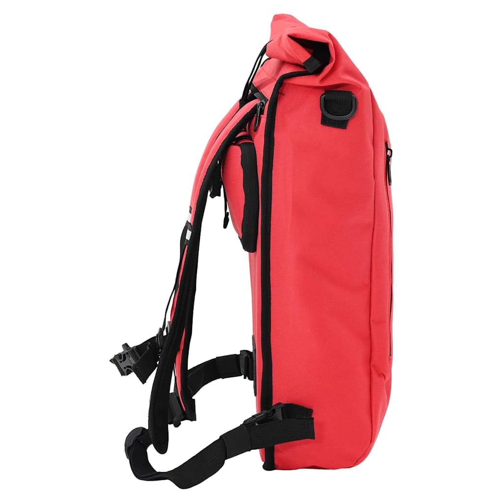 Borsa per bicicletta rossa in poliestere, 31 x 13 x 58 cm, idrorepellente, 1,2 kg, per portapacchi da città, e-bike, trekking, pendolari, escursioni all'aperto, leggera e facile da pulire