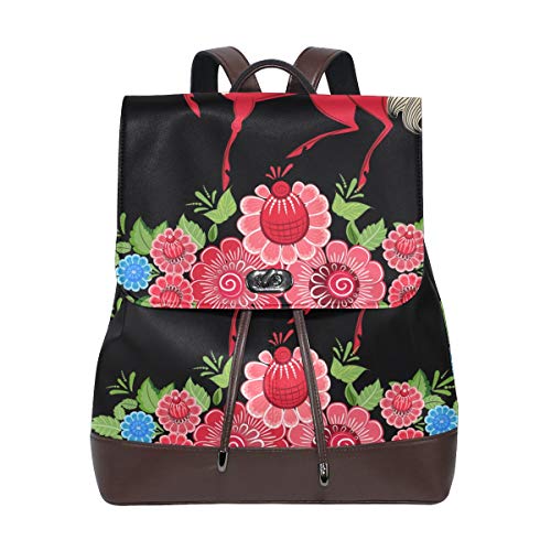 Mochila de piel sintética para mujer, diseño de hadas con flores
