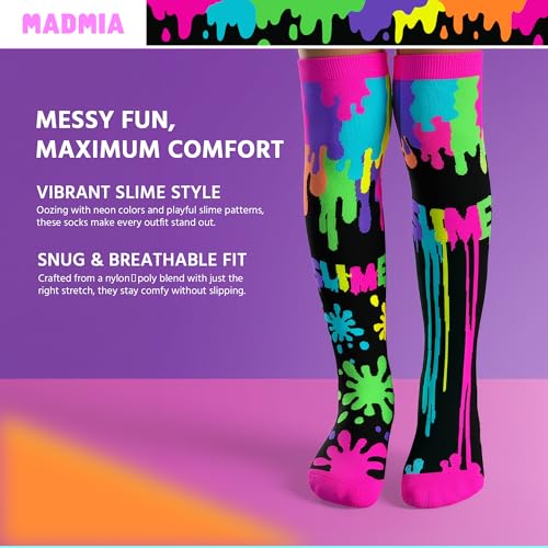 Image of MADMIA Slime Socks, Cool Knee-High Socks With Messy Colourful Goodness, Being Covered In Slime Has Never Felt Better!