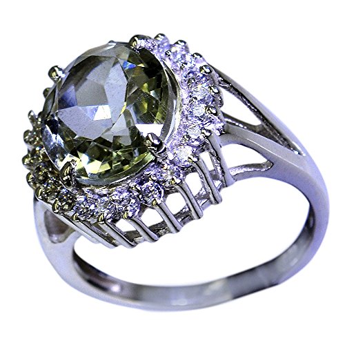 Bague de mariage améthyste verte et argent massif précieux