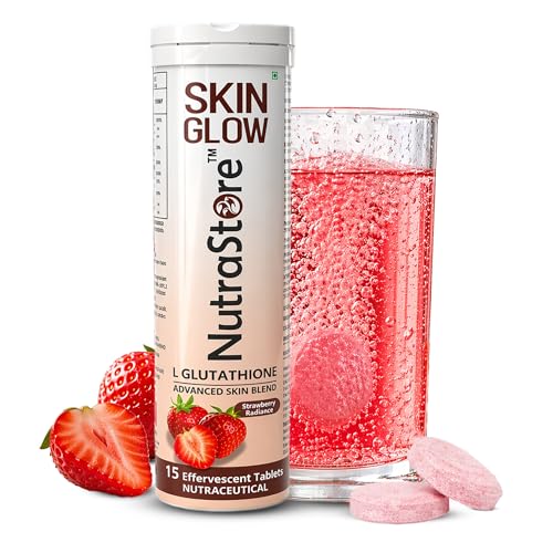 Image of NutraStore Skin Glow | L Glutathione Effervescent Tablets | With Vitamin C, Hyaluronic Acid, Biotin, Astaxanthin & Zinc | Advanced Antioxidant Skin Blend | Strawberry Radiance Flavor | 15 Tablets