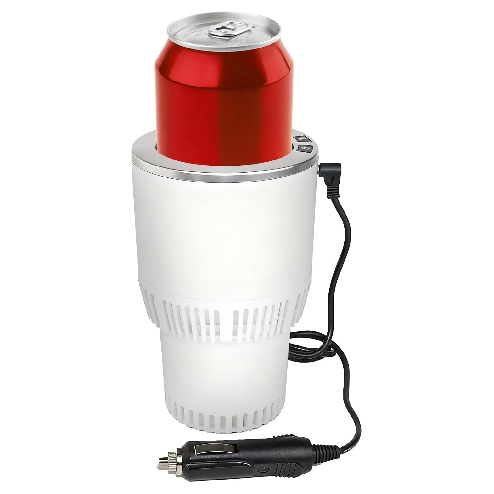 Porte-gobelet intelligent 2 en 1 pour voiture avec affichage LED de la température, convient pour les navetteurs sur la route (blanc et argent)