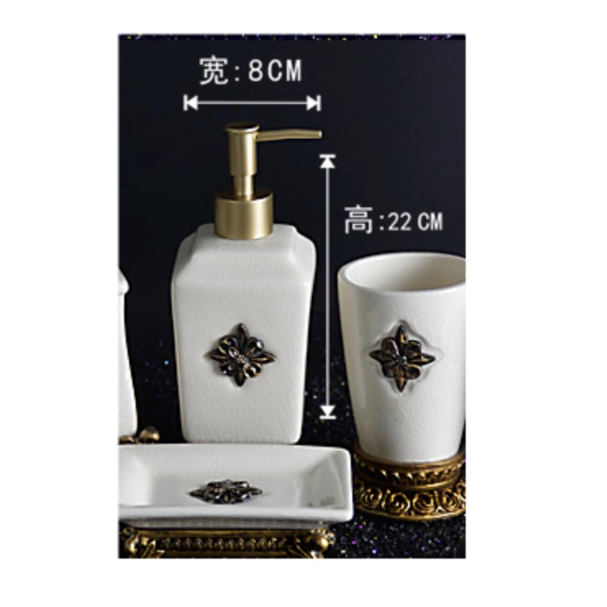 Dispenser Sapone Ricaricabile Distributore di Sapone per lozione, distributore in Ceramica, flacone Liquido Decorato con Motivo Floreale Base Dosatore Liquido