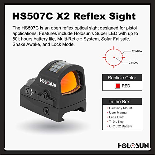 HOLOSUN HS507C-X2 Classic Multi Reticle Red Dot Sight, Black