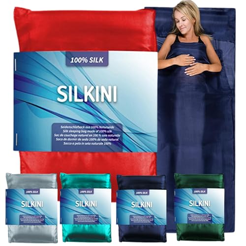 Silkini - Saco de Dormir de Seda 100% de Seda Natural, Rojo
