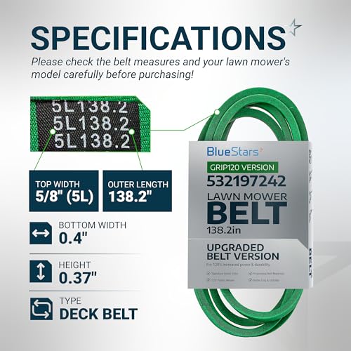 Image of [Upgraded Grip120] BlueStars 532197242 197242 Deck Belt Aramid Cord 138.2 inch