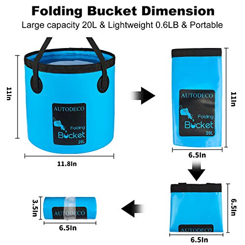 Autodeco 2 Pack Collapsible Bucket 5 Gallon Container Folding Water Bucket Portable Wash Basin For Outdoor Travelling Camping Fishing Gardening Car Washing Blue And Pink 20L #TOP2