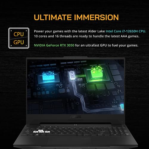 TUF F15 15,6" WQHD 144Hz Gaming Laptop, Intel i7-12650H, grafica NVIDIA GeForce RTX 3050, 64GB DDR5, 2TB SSD, tastiera retroilluminata, Wi-Fi 6, Win 11, nero, set di docking station da 256 GB - Notebook - Immagine 6