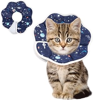 FRIUSATE Cat Cone Collar Soft, Cat Recovery Collar Adjustable Elizabethan Cone Cat Cones to Stop Licking Comfortable Lightweight Protective Neck Cone for Cats Kittens After Surgery, Planet S