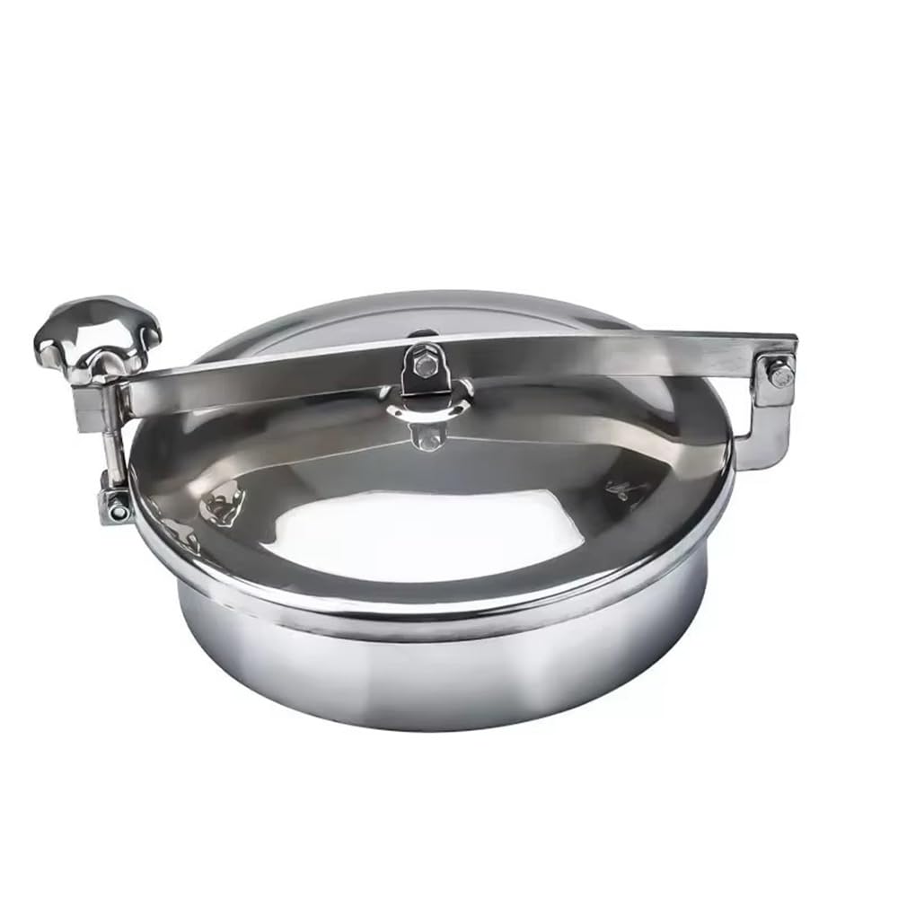 Tapa de boca SS304/316L, presión normal, sanitaria, apertura rápida para tanques de vino, brida redonda de soldadura, sellado de silicona, diámetro exterior de 300 mm, construcción resistente