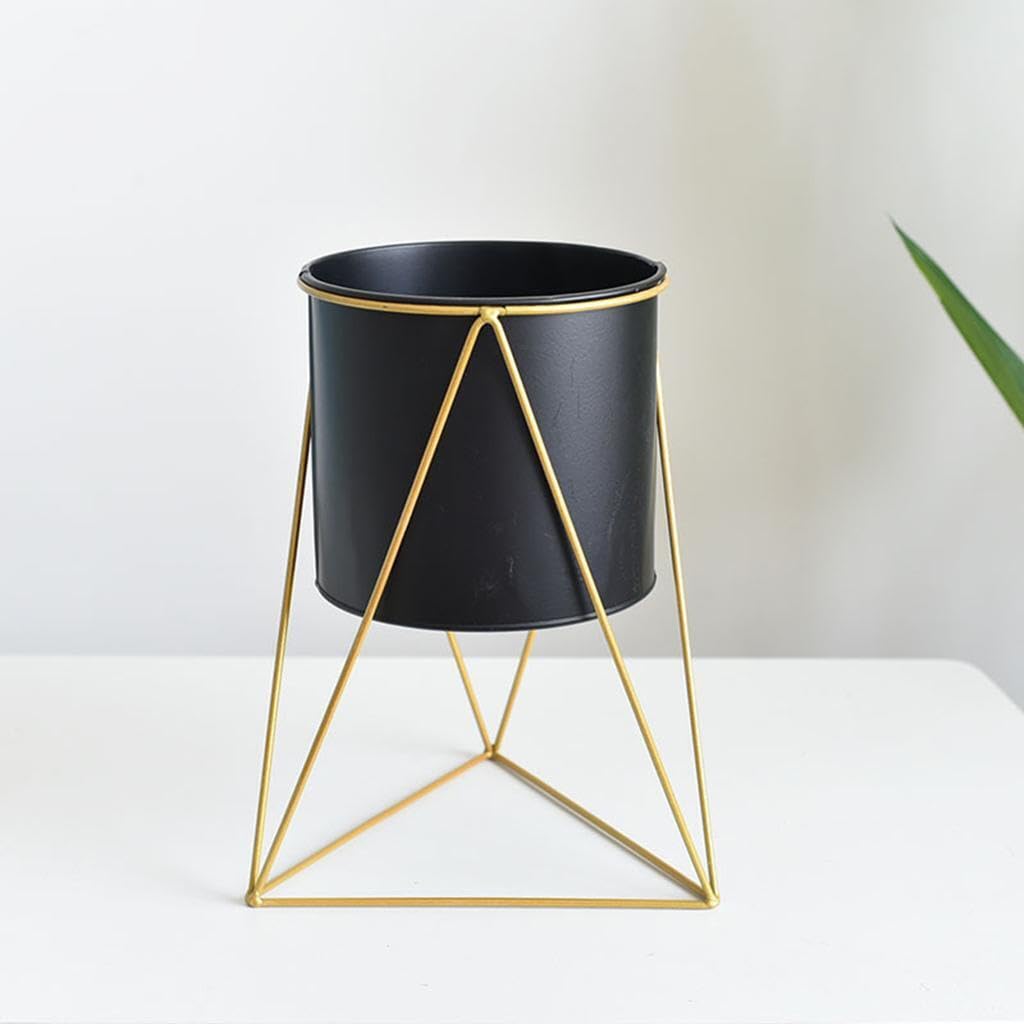 ALCXAZS Nordic Style Metal Flower Pot Plant Stand Rack Stylish and Modern Decor Art, Black, L