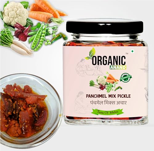 Image of Organic Anand Natural Panchmel Pickle (Mixed Veg Aachar) Spicy, Tangy & Tasty Achaar (Beetroot, Mooli, Matar Gajar, Gobhi, Shalgam ka Achar) Homemade Pickle (250Gm)