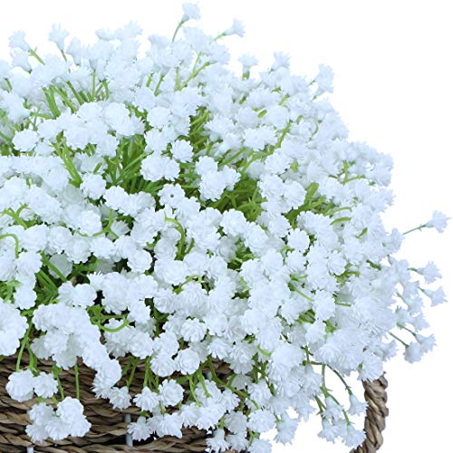 20 Pcs 60 Branches White Babys Breath Flowers Bouquets Artificial Fake Gypsophila For Wedding Bridal Bouquet Garland Diy Floral Arrangement Wreath Home Office Table Décor Centerpiece Real Touch #TOP2