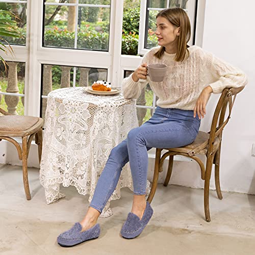 Zizor Women's Memory Foam Cozy Fuzzy Fleece Comfy Slippers, Ladies Indoor Or Outdoor House Shoes(New Grey, Size 8) #TOP4