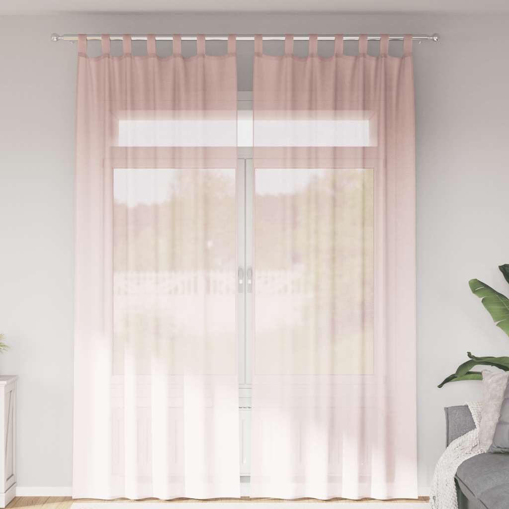 Mangloder - Cortinas de gasa con trabillas, 2 unidades, color rosa claro, 140 x 260 cm, de poliéster, para salón, dormitorio, habitación infantil, transparente, translúcida, protección solar, cortinas
