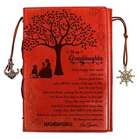 Wompolle grandma to granddaughter Gifts,Writing Journal, Personal Diary, 6x8.6“ Notebook, Faux Leather, Refillable for Teen Girls,Best Anniversary Christmas Birthday Gift (Grandma to granddaughter) Cover