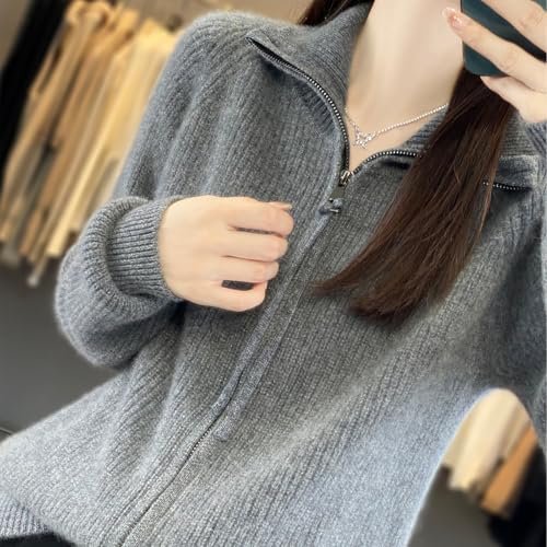 Women's 100% Merino Wool Zip Up Turtleneck 2025 Fall Winter Warm Long Sleeve Knit Cardigan with Coat4