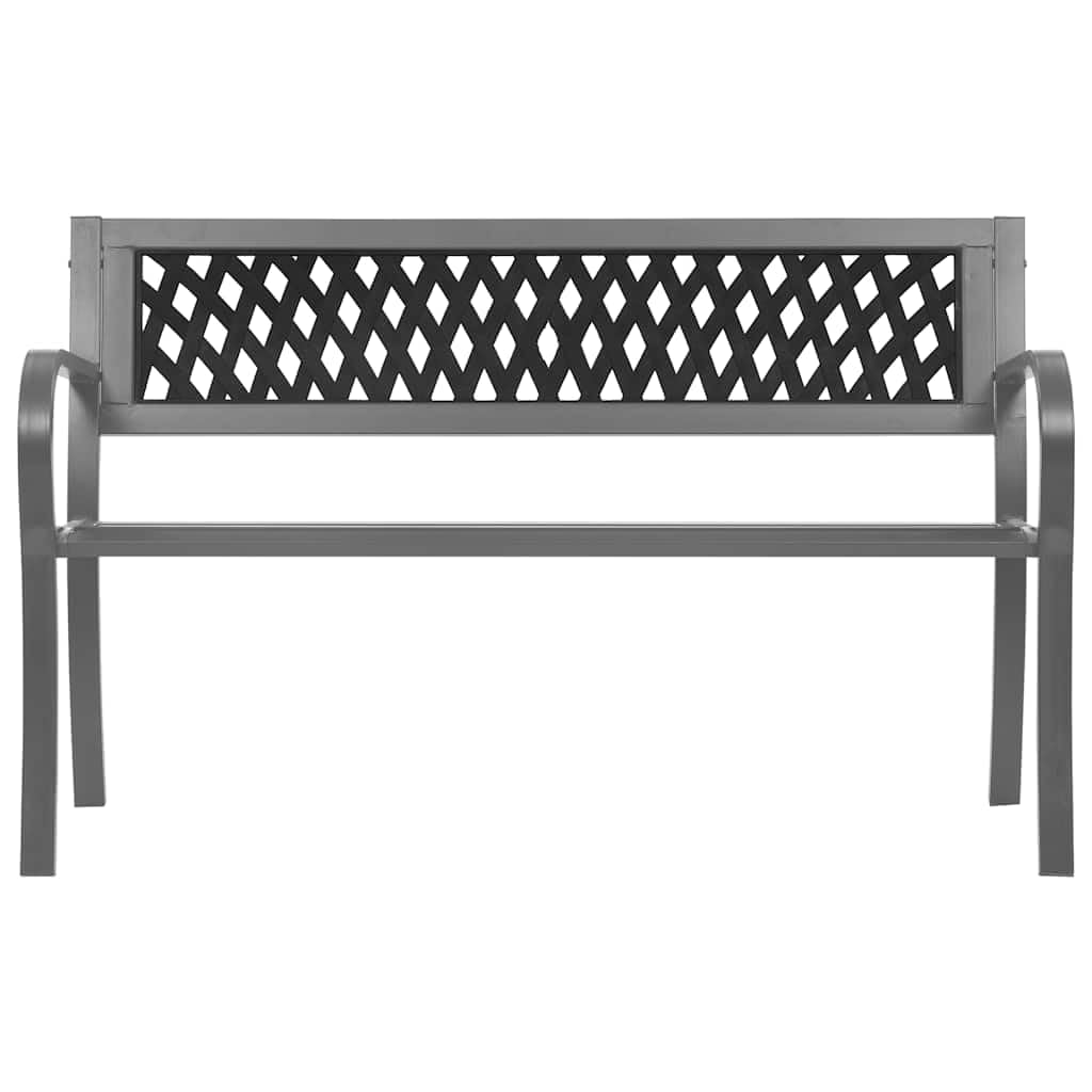 Banco de jardín 120 cm acero negro con respaldo de plástico