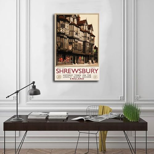 Toile Angleterre Shrewsbury Vintage Décoration Salon Bureau Rétro - 3